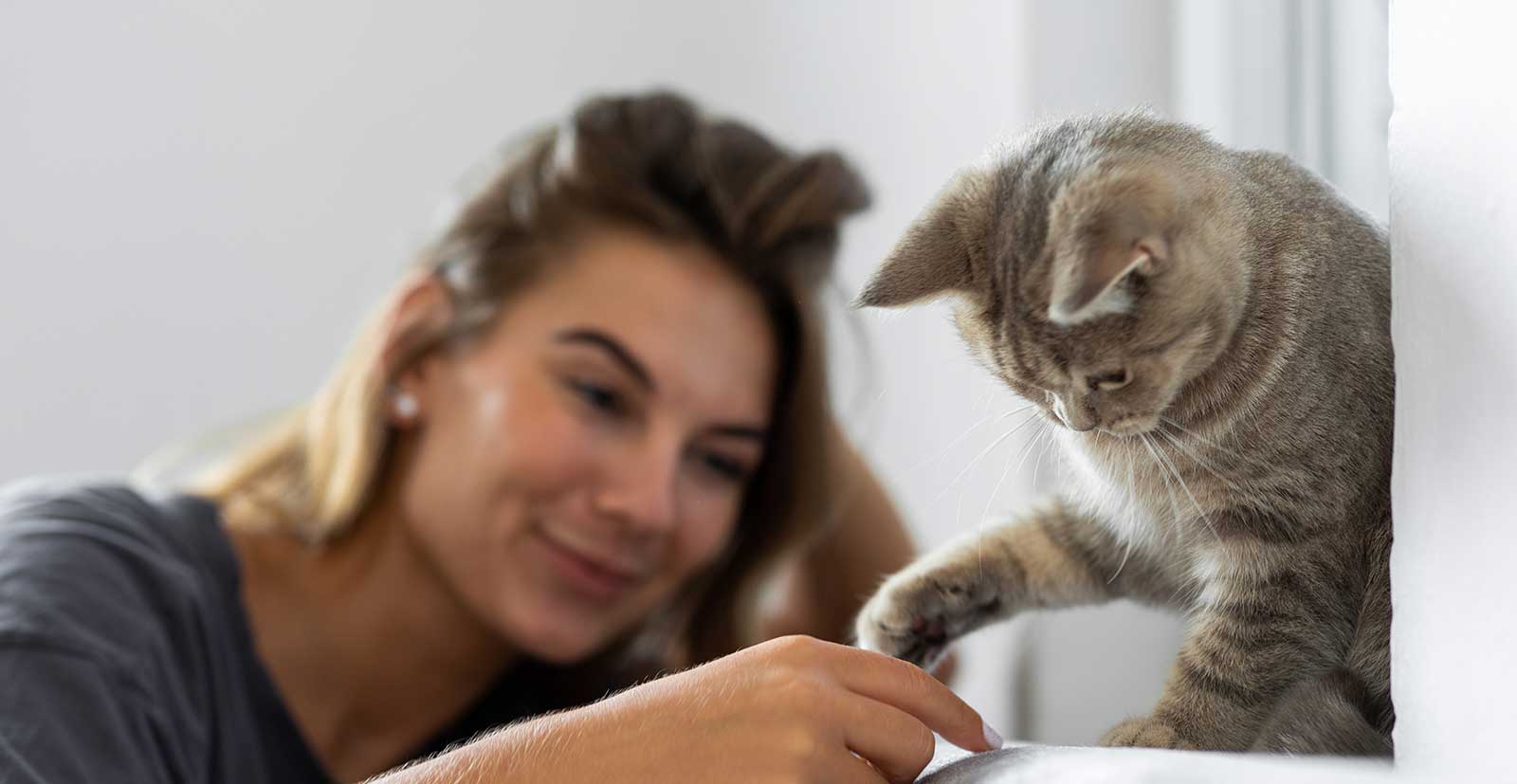 A woman with her cat
